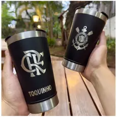 Copo Térmico Personalizado Com Nome e Time, Sua Logo C/ Tampa e Abridor 475Ml