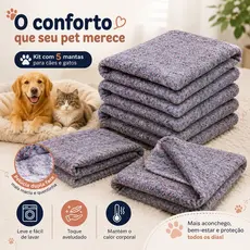 Cobertor Para Pet 5 Peças Gatos Caes Cachorro 190 X 0,70 Grosso Quentinho Resistente