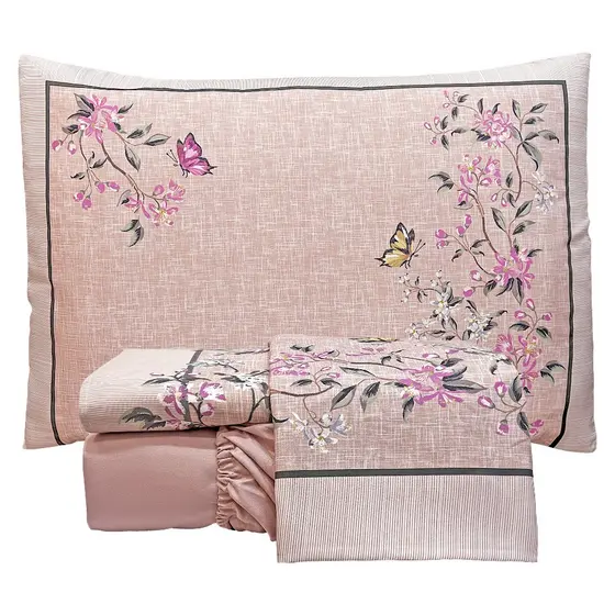 Jogo de Cama 4 Peças Percal 300 Fios Floral Buquê
