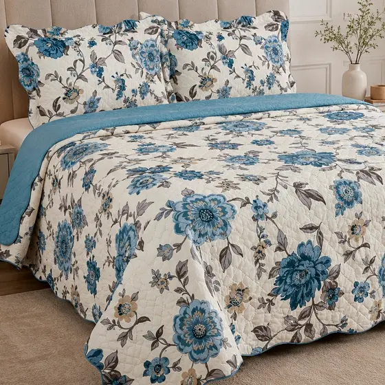 Kit Cobre Leito 3 Peças Estampado Dupla Face Percal 150 Fios Capricho