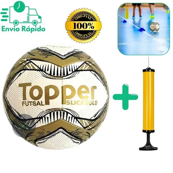 Bola de Futsal Topper Original Com Ou Sem Bomba Slick Gold Original Futebol de Salão Oficial