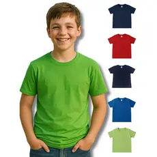 Camiseta Infantil Masculina Manga Curta 100% Algodão Lisa 2 a 14 Anos Confortável e Casual