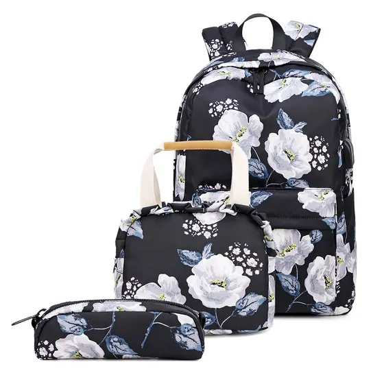 Kit Mochila Lancheira Estojo Feminina Guelph Florida Usb