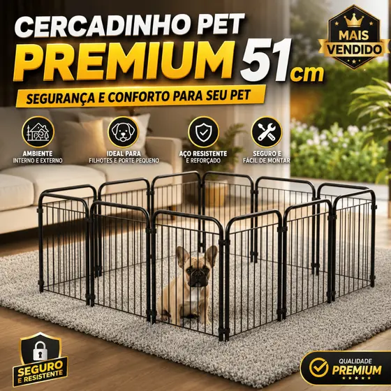 Cercado Pet Para Cachorro Grade De Proteção Modular Em Aço Dobrável