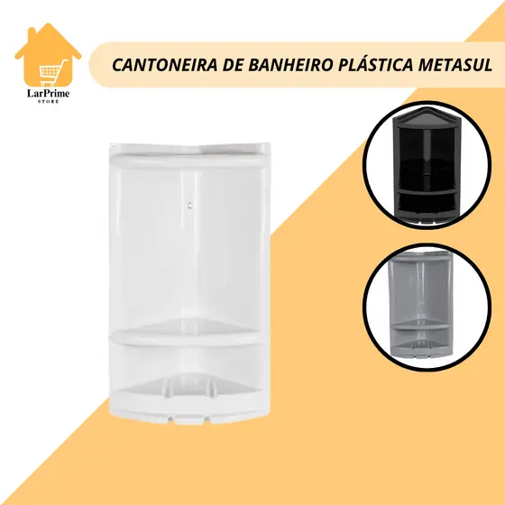 Cantoneira de Banheiro Plástica Metasul Organizador Porta Cremes e Sabonete para Banheiro e Salas