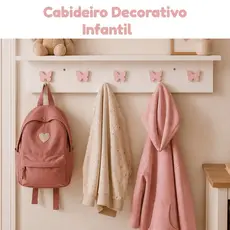 Cabideiro Gancho Parede Prateleira Infantil Estrela Coração Borboleta Suporte Bolsa Mochila Cabide