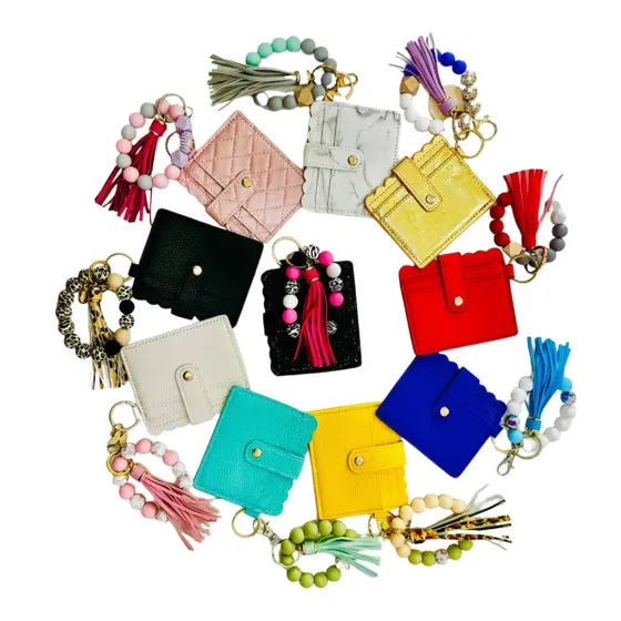 Carteira Feminina Compacta Porta Cartões Porta Moedas Com Pulseira De Mão Multiuso Várias Cores