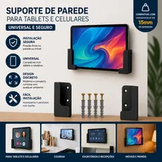 Suporte de Parede e Moveis Para Tablets e Celulares Ipad Universal Até 15mm Com Parafusos