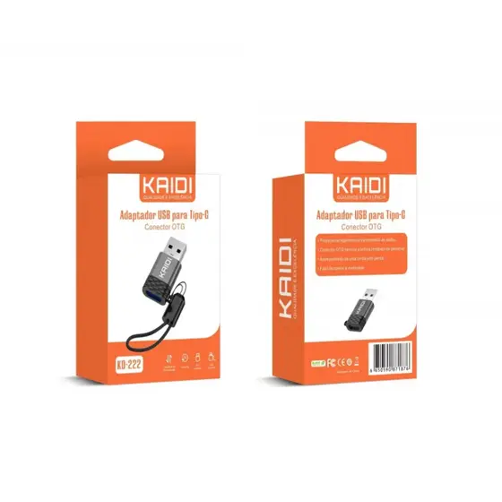 Adaptador Kaidi USB para Tipo C Conversor Reverso Carregamento e Dados