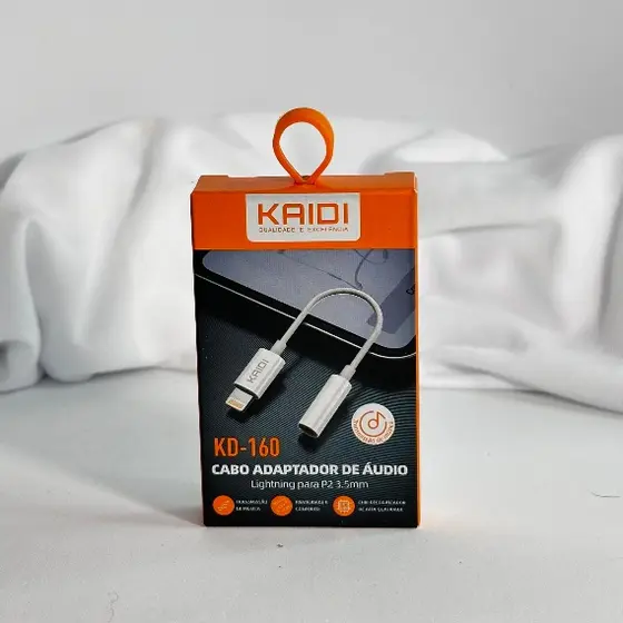 Adaptador Kaidi Lightning para P2 3.5mm Conversor Áudio iPhone iPad
