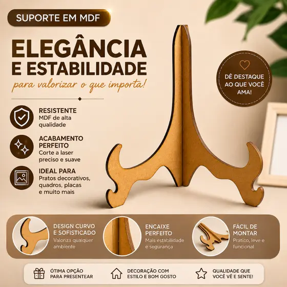Kit 5 Unidades Apoio Suporte Expositor Pézinho Bordado Bastidor Quadro Pratos Azulejos Artesanato