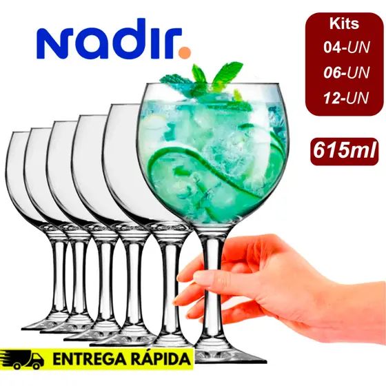 Jogo Kit 04/06/12 Taças Vidro Cristalino Gran Vino 615ML Água Grande Buffet Tipos de Bebidas Gourmet