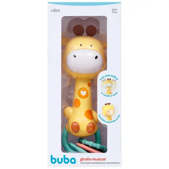 Girafa Musical Com Luz e Som Mordedor Baby Girafinha Brinquedo Bebê Infantil
