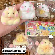 Brinquedo Mochi Squishy De Hamster Fofo-TPR Macio Fuzzy-Brinquedos De Apertar Para Alívio Do Estresse-Crianças E Adultos