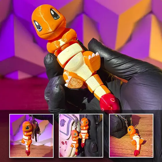 Charmander - Pokemon - Chaveiro articulado | Acessório colecionável