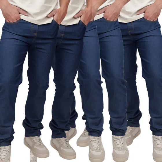 Kit Com 5 Calças Jeans Masculina Original Elastano Lycra Trabalho/Passeio Barata Promocional
