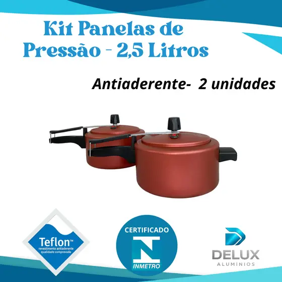 Kit com 2 panelas de Pressão 2,5 litros - Antiaderente