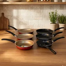 Kit de Frigideiras Antiaderente com espátula- Cozinha completa- 4 peças