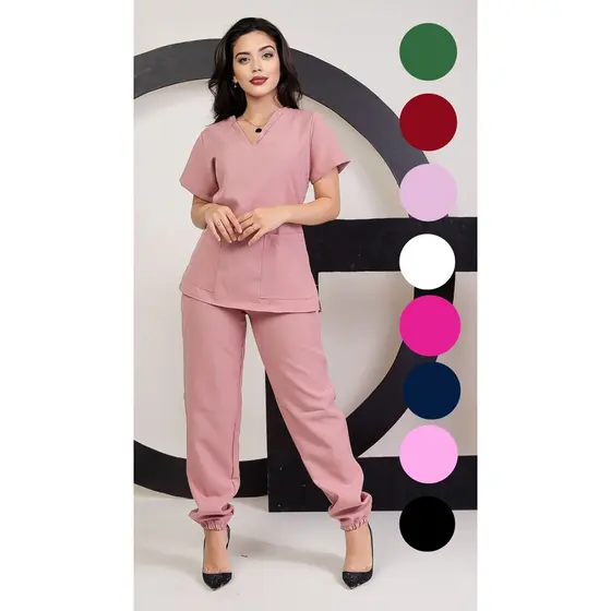 Scrub Feminino Acinturado Jogger Rosê Lavanda Preto Verde Bandeira Pink Vinho