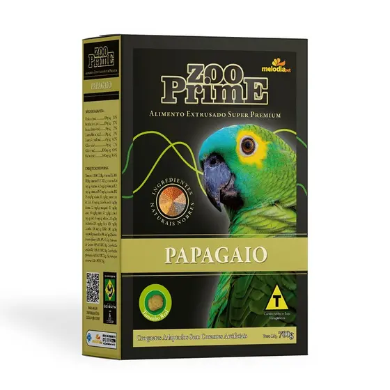 Ração extrusada papagaio/arara Zoo prime 700g