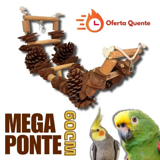 Ponte Balanço 60cm Para Calopsita Ring Neck/Papagai/Arara/Maritaca/ Brinquedo Enriquecimento Ambiental