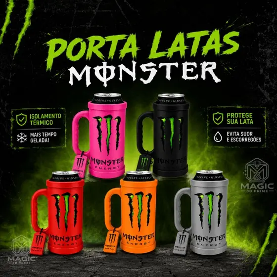 Porta Lata Caneca Monster Energy - Copo+Chaveiro+Tampa