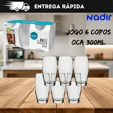Jogo De Copos De Vidro Oca Com 6 peças 300ml - Nadir