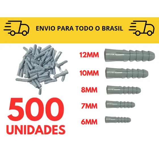 Bucha / kit de 100 conjuntos buchas de fixação / parede / concreto / convencional para parafusos
