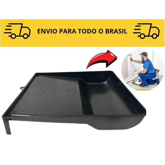 Bandeja para pintura / 23cm com suporte de até 1000ml grande Preta / plástico