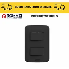 Interruptor Duplo linha canoa black romazi / 10A / 20A / Paralelo / Tomada Preta