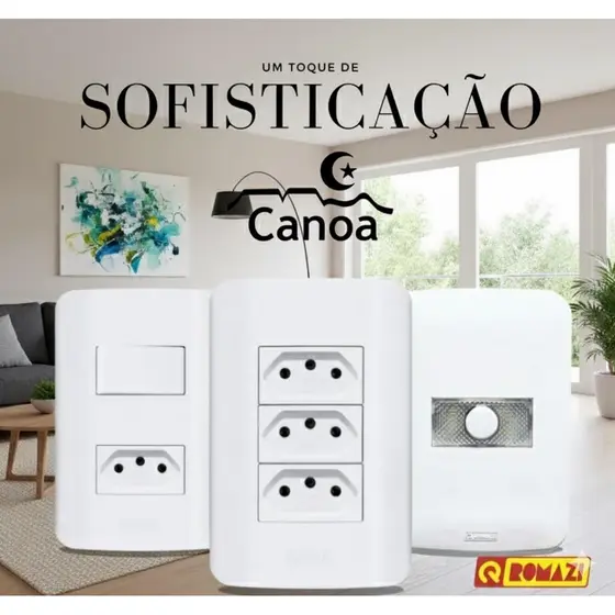 Tomadas canoa romazi e Interruptores linha canoa romazi / 10A / 20A / Paralelo / Tomada