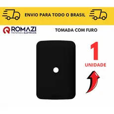 Tomada Com Furo linha canoa black romazi / 10A / 20A / Paralelo / Tomada Preta