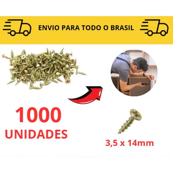 Parafuso Madeira 3,5 x 14/ 100 a 1000 unidades Philips/ MDF/ Móveis/ Marcenaria/ Parafuso