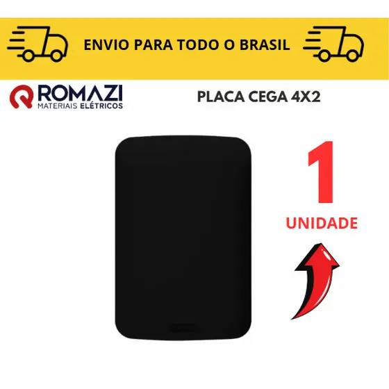 Placa Cega 4x2 Preto linha canoa black romazi / 10A / 20A / Paralelo / Tomada Preta