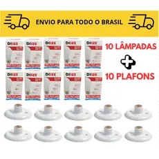 Iluminação Lâmpada de led e Plafon kit Soquete para lâmpada Plafon 100w e Lâmpada 9w 6500K Dilux