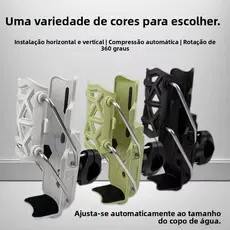 Suporte Porta Copo Garrafa Universal 360° Ajustável para Moto Bicicleta Bike Clipe Rápido Guidão Rotação Completa Fácil