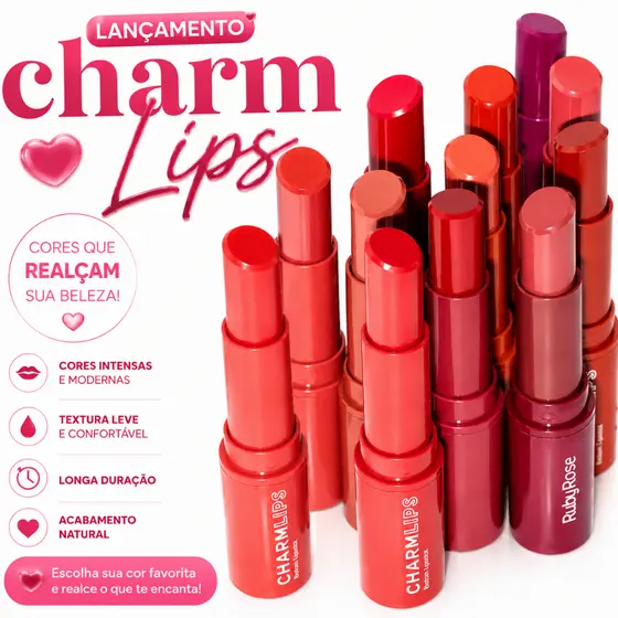 Batom Charm Lips Ruby Rose Cl01 Hbl6001 Maquiagem Labial Labios