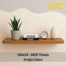 Prateleira 100x20 cm MDF 25mm Freijó Claro com Suporte Invisível Reforçado| Sala, Cozinha e Quarto