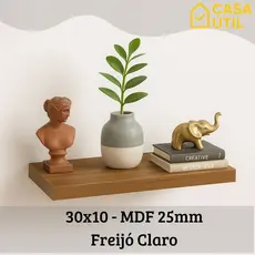 Prateleira 30x10 cm MDF 25mm Freijó Claro com Suporte Invisível Reforçado| Sala, Cozinha e Quarto