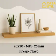 Prateleira 70x20 cm MDF 25mm Freijó Claro com Suporte Invisível Reforçado| Sala, Cozinha e Quarto