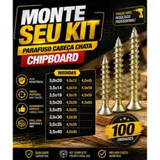 Parafuso Chipboard Phillips para MDF Monte Seu Kit com 100 Un - Vários Tamanhos Disponíveis