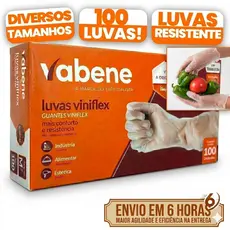 Luvas Descartáveis Viniflex Sem Pó transparente C/ 50/100 Un Resistente Barbearia Nails Jardinagem
