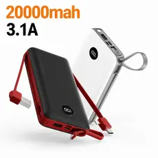 Power Bank Carregador Portátil 20.000mAh Duas entradas de carregamento Digital compatível com iPhone e Samsung