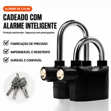 Cadeado Inteligente com Alarme 110dB Antifurto com Sensor de Vibração Haste Reforçada 10mm para Moto Portão Garagem