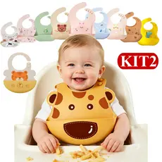 Babador De Silicone Impermeável Para Bebê Com Pega Migalhas Ajustável Resistente E Durável Infantil
