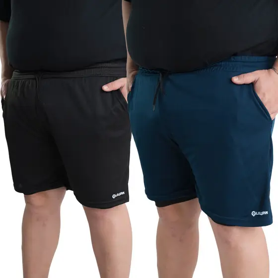 Kit 2 Shorts Plus Size Masculino 2 Em 1 Academia Compressão