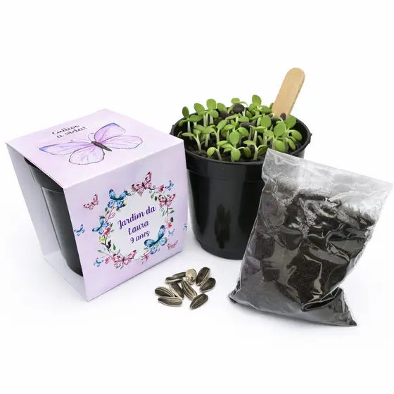 Lembrancinha Para Plantar Personalizada Kit Plantio Jardim Encantado Lembrancinha Ecológica Jardim das Borboletas