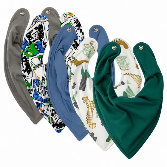 Babador Bandana Bebê Impermeável, Kit 5, Premium Eternizare