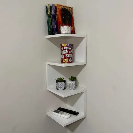 Prateleira de Canto 3D Nichos, Livros, Estante, Decoração