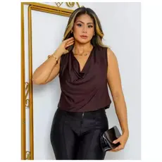 Regata Feminina Gola Boba Soltinha Elegante Social Tecido Leve